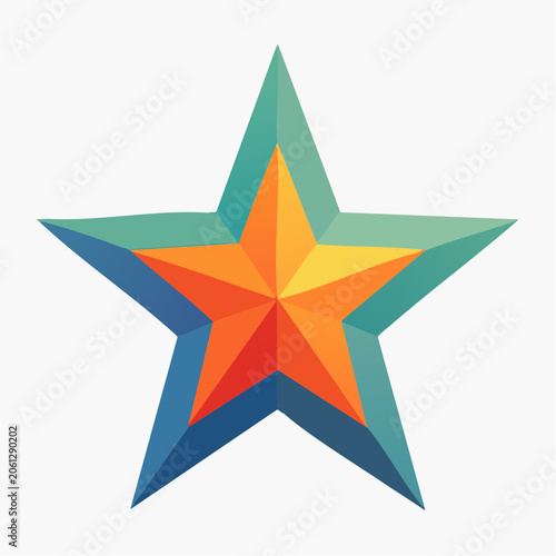 Colorful 3D Star Icon with Gradient Colors