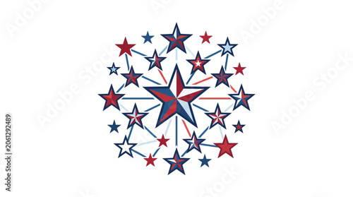 Fotografie Colorful star shapes connected design.