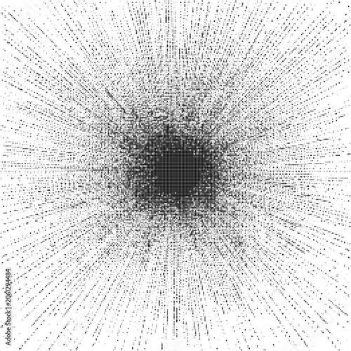 Halftone Sunburst Design with Radial Dot Pattern and Vintage Comic Flare