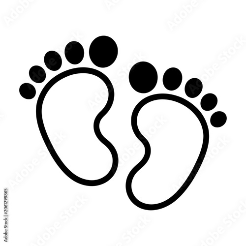 Baby feet footprint vector icon for parenting, childhood, and newborn announcement themes