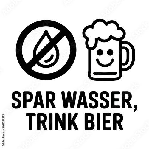 Save water drink beer funny vector sign for bar, pub, and alcohol lifestyle humor designs