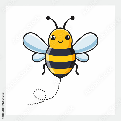 Cute Cartoon Bee Flying