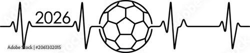 Foto 2026 fifa world cup soccer heartbeat line art vector illustration for sports fan