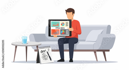 Man sitting on couch with laptop.