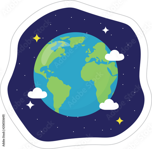 Planet earth sticker vector illustration template for earth day