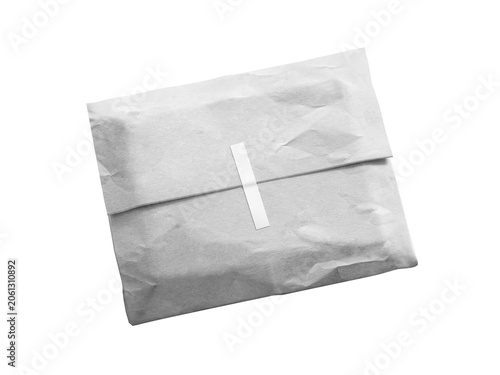 Obraz na płótnie Gray paper mailing envelope parcel isolated PNG on transparent background, posta