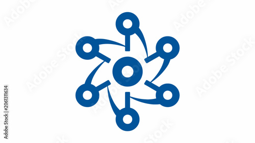 Blue hexagonal node star network connection logo icon.