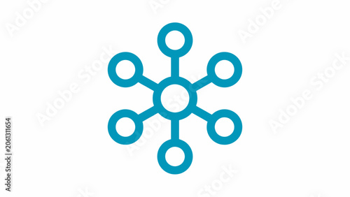 Blue hub and spoke network icon