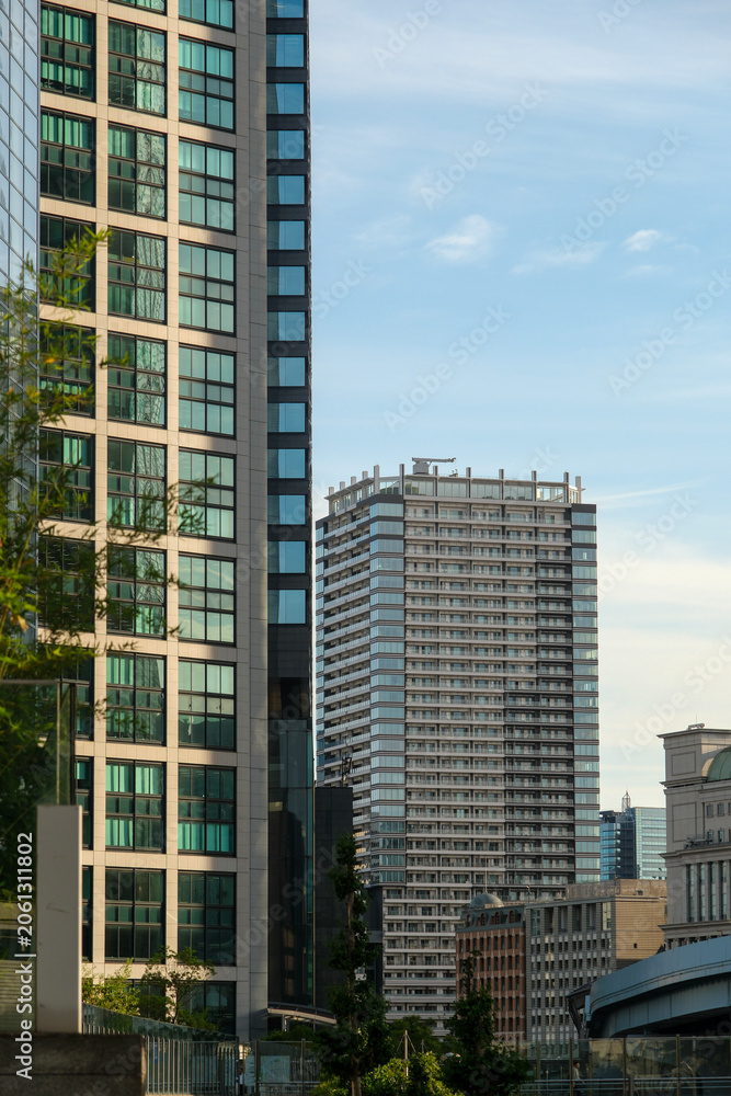 Obraz premium Modern Glass Skyscraper in Tokyo Business District