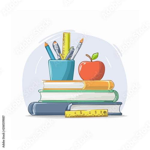 Flat design illustration of school supplies