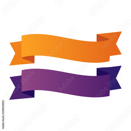 Two colorful flat design ribbons on white background
