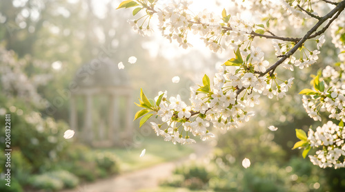 Blossoms Garden Path Sunlight
