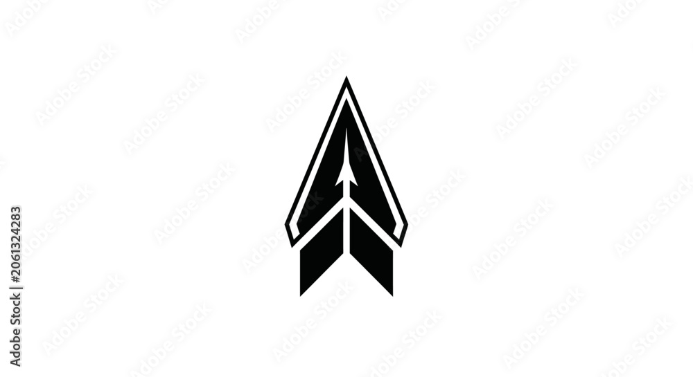 Fototapeta premium A sleek black and white logo features sharp geometric shapes on a clean background.