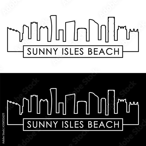 Sunny Isles Beach skyline. Linear style. Single line. Editable vector file.