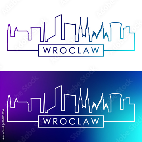 Wroclaw skyline. Colorful linear style. Single line. Editable vector file.
