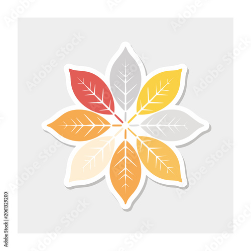 Colorful autumn leaves in radial pattern