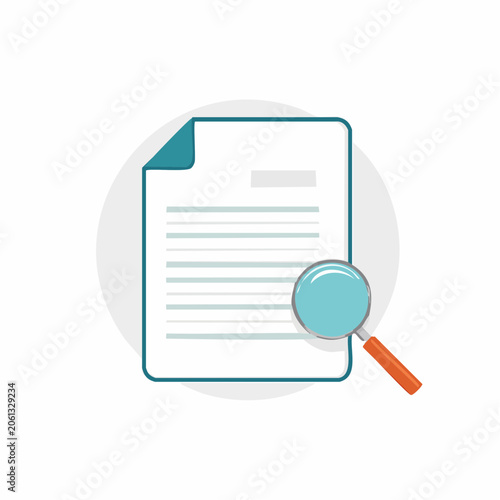 Document Analysis with Magnifying Glass Icon