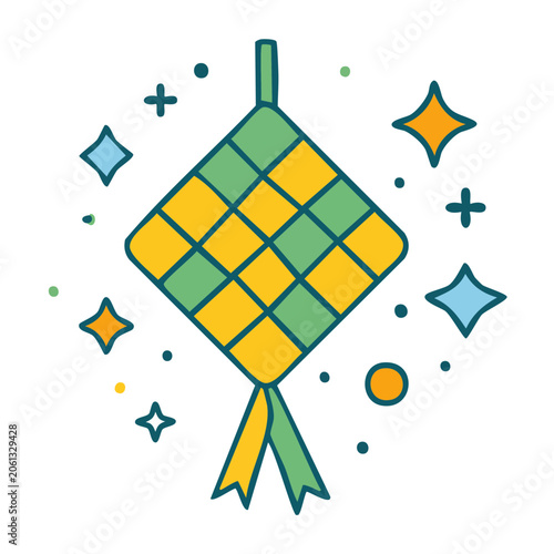 Flat design star shape with geometric pattern