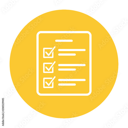 Canvastavla Checklist icon with yellow circle background and white lines