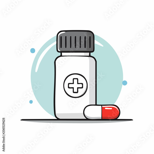 Pill Bottle and Capsule Icon