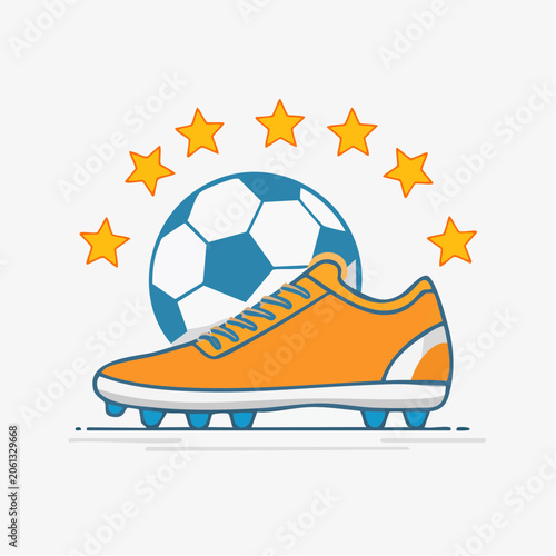 Soccer Shoe and Ball with Stars