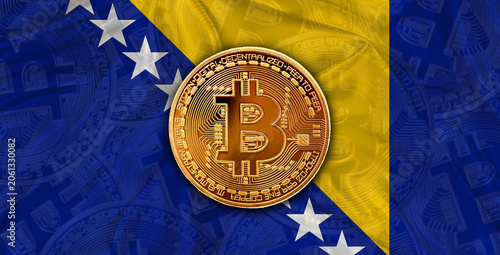 Fotografie Investors in cryptocurrency and Blockchain with Bosnian flag