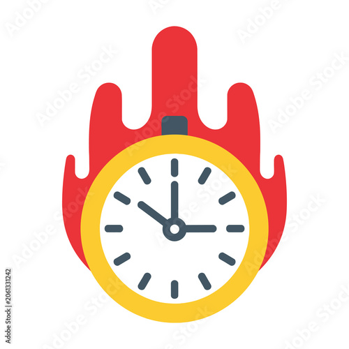 Burning Clock Icon Showing Fast Time Concept Representing Urgency and Deadlines
