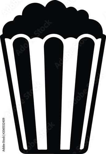 Silhouette vector popcorn bucket icon for cinema movie night design