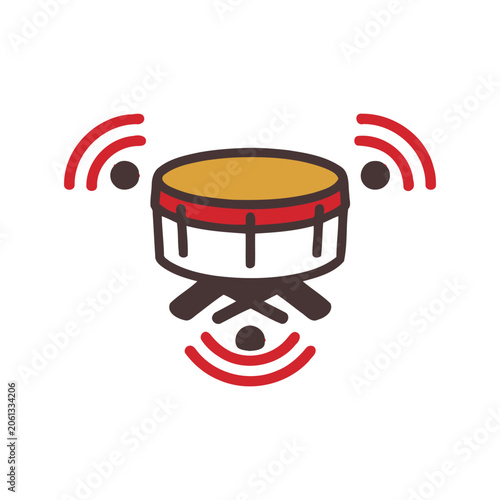 Indonesia Independence Day drum celebration with sound waves and waves and music symbol