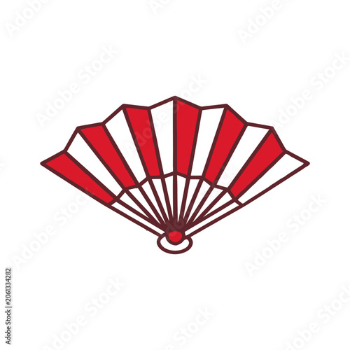 Red and white folding fan symbolizing cultural heritage and traditional craftsmanship