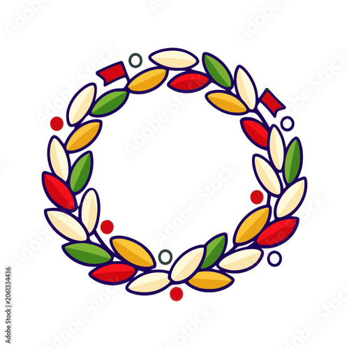 Indonesia Independence Day wreath with red green and white colors and celebrate ribbons