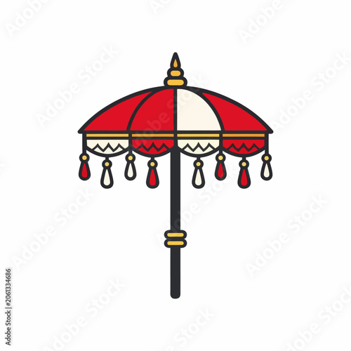 Traditional red and white tiered umbrella symbol for Indonesian Independence Day celebrations