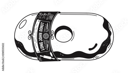 Fotografija Very beautiful black-and-white engraved vector illustration featuring LONG JOHN