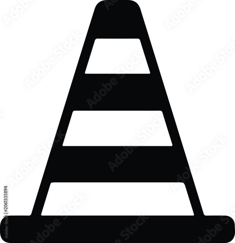 Silhouette vector traffic cone for road construction safety caution alert design