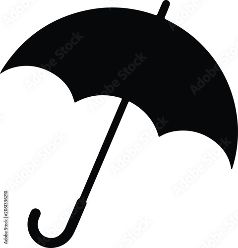 Silhouette vector umbrella icon for rainy weather and protection design