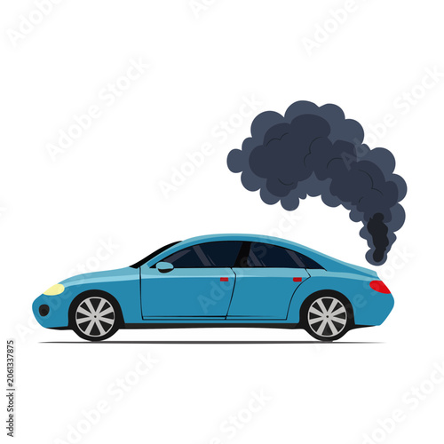 Blue cartoon car with cloud above