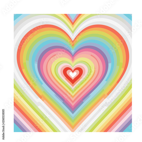 Decorative heart swirl pattern in rainbow colors