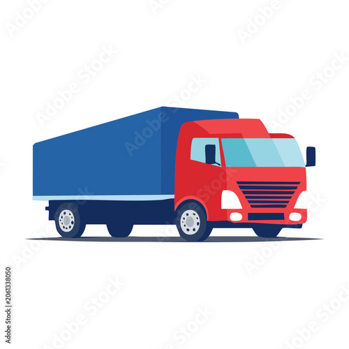 Flat design 3D delivery truck with cargo