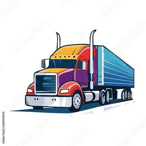 Flat design delivery truck with colorful cargo area