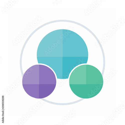 Flat design Venn diagram with three circles