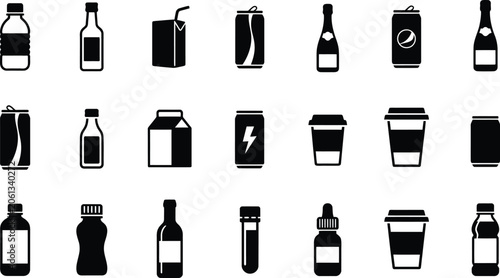 Obraz na plátně Black and white of various containers, bottles, jars, and vessels