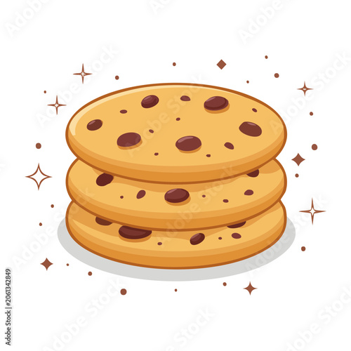 Cartoon Stack of Chocolate Chip Cookies