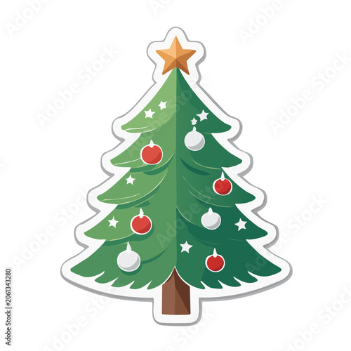 Flat design Christmas tree with ornaments