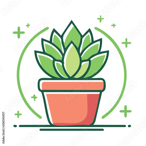Flat design potted succulent plant icon