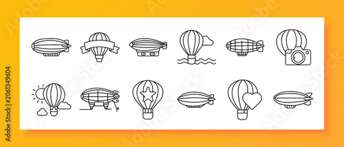 Slika na platnu Air transport balloon set icon