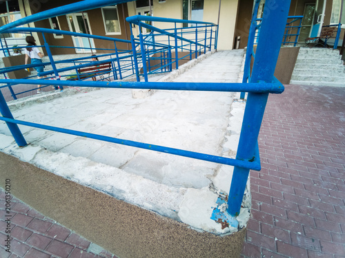 installation of railings and stairs. Installation using wire. Reconstruction of reinforced concrete stairs