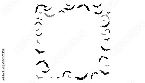 Flying bats border frame halloween background design