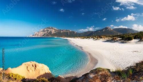 White Sand Coastline At Berchida Beach Sardinia