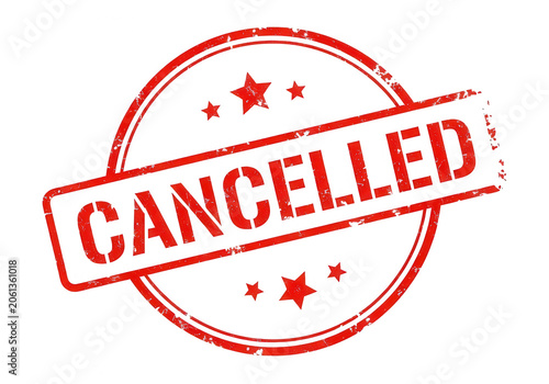 Red cancelled stamp on white background isolated on transparent background