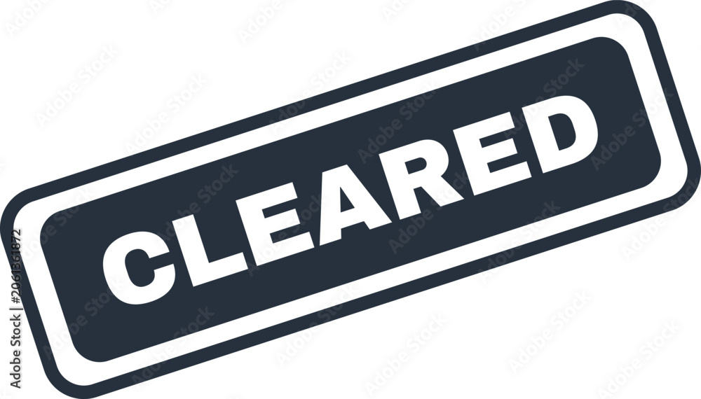 Obraz premium Black and white cleared stamp or approval badge with bold text